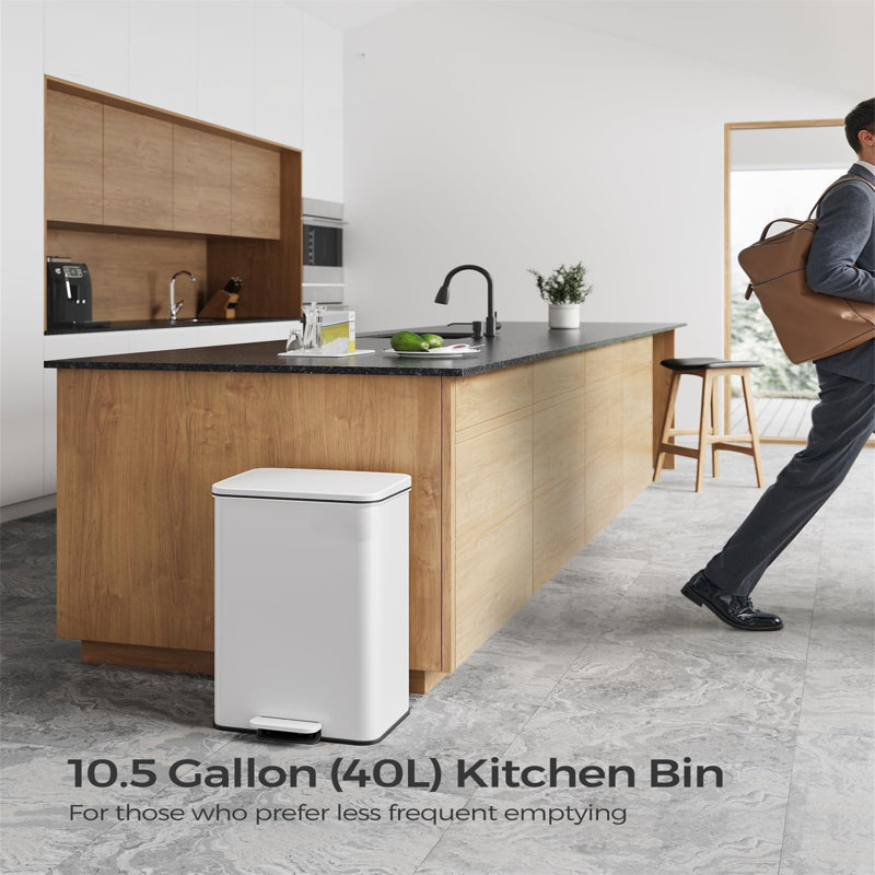Steel Step On and Odour Seal Kitchen Rubbish Bin - 10.57 L