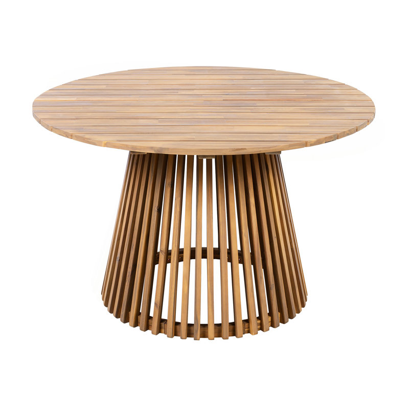 Outdoor Acacia Wood Patio Dining Table, 47.25-Inch Extra-Large Round Dining Table,For Backyard, Lawn, Balcony, Light Teak