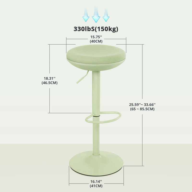 Green Set Of 2 Dining Chair,modern Swivel Round Bar Stools,backless