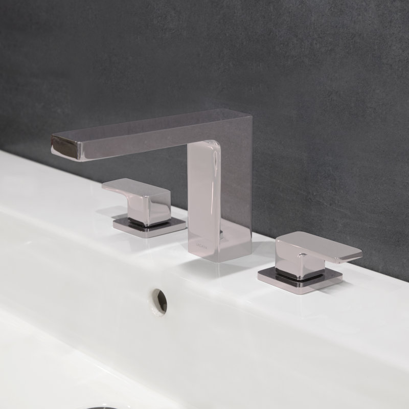 Eleganza Widespread Bathroom Faucet with Drain Assembly, Polished Nickel, Lever Handle