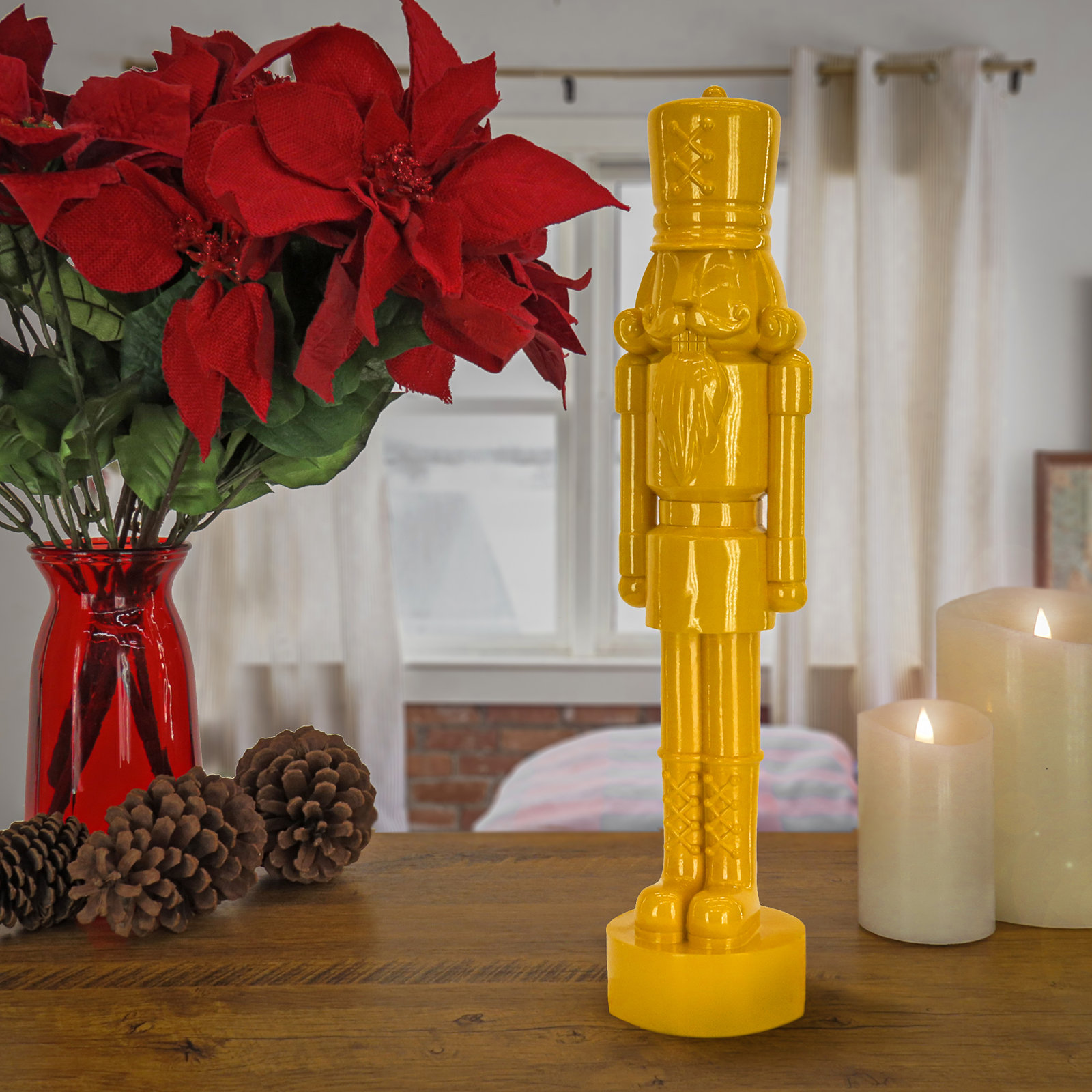 Nutcracker Christmas Decor, 18.00" H x 4.33" W x 5.12" D, Yellow