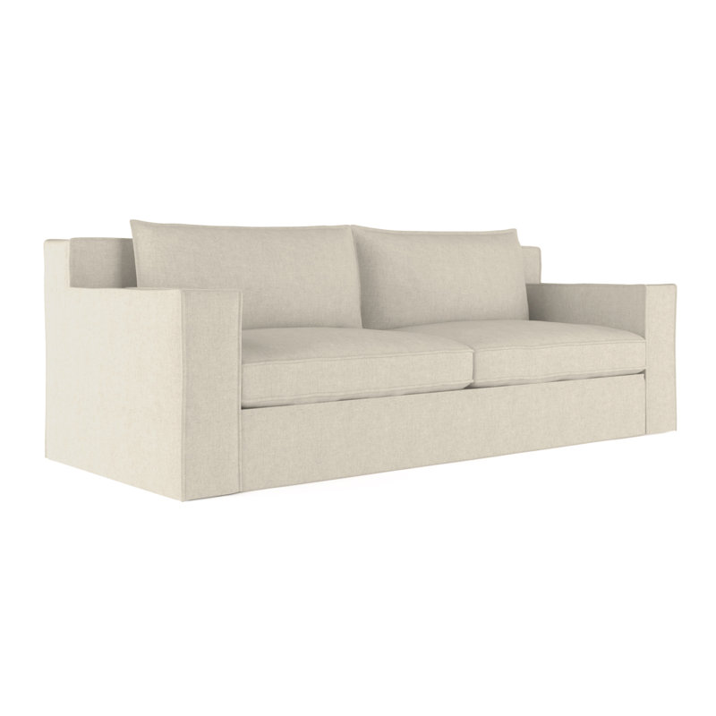 Mulberry Square Track-Arm Sofa with Flange Seam, Box Weave Linen Silver Streak, 33" H x 108" W x 45" D, Weathered