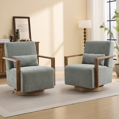 Alfe Upholstered Swivel Armchair (Set of 2)