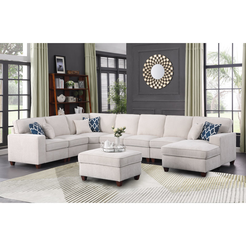 Canapé modulaire 8 pièces 8 pièces, Chenille beige