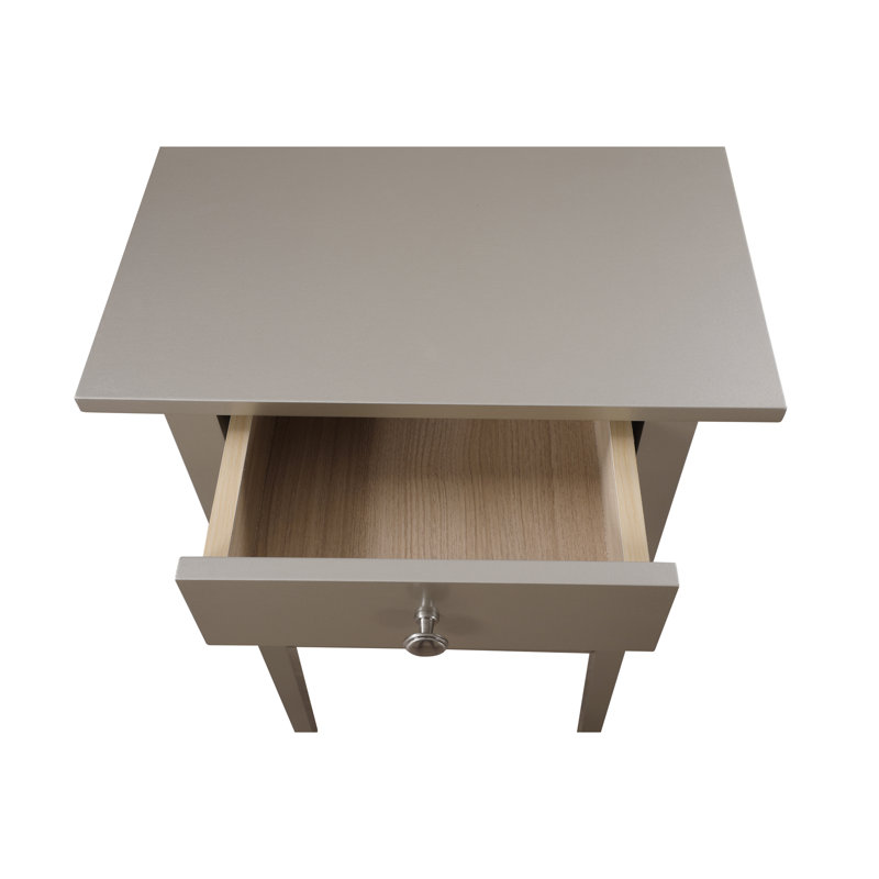 Dalton Nightstand-End Table with One Drawer Silver Chapagne, Champagne