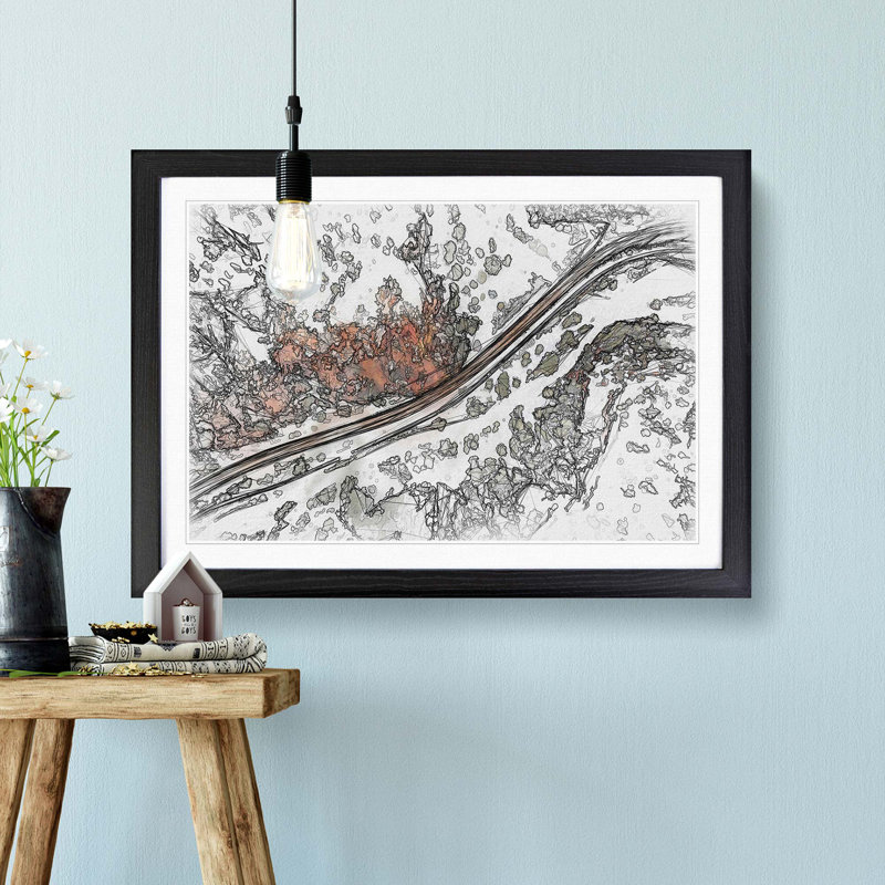 The Road to Nowhere in Abstract - Framed Print, Black, 35cm H x 50cm W x 2cm D
