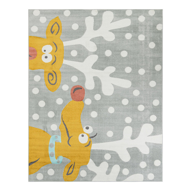 Tapis pour enfant Unique Loom Reindeers Whimsy, Rectangle 7 pi 10 po x 10 pi