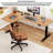 L-Shaped Solid Wood Electric Height-Adjustable Desk with Metal Base-639749823