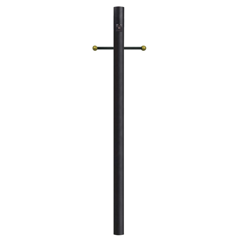 Solus 7, 8, or 10 ft.  Hardwired Direct Burial Lamp Post with Cross Arm and Dusk-to-Dawn Photocell Sensor, Black