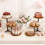 Support de tour à gâteau à 3 niveaux, plateau en bois à plusieurs niveaux pour présentoir de table à dessert pour la fête de l'anniversaire du mariage (paquet de 2), brun foncé-614469869