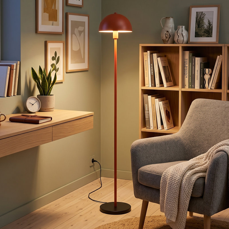 Lampe sur pied champignon à capuchon métallique de style urbain moderne