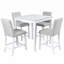 Ensemble de 5 pièces de table de cuisine en bois à hauteur de comptoir, de table carrée et 4 chaises rembourrées (blanc, cristal) et ensemble de chaises-2117898347