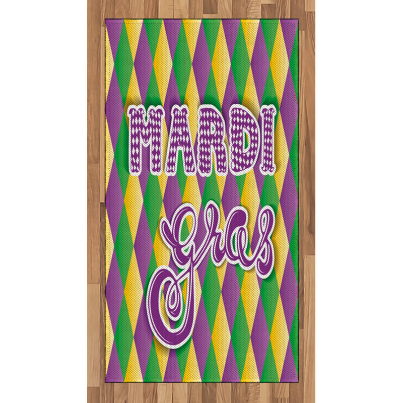 Tapis décoratif en fibres de polyester à haute densité Mardi Gras, Rectangle 2 pi 7 po x 5 pi