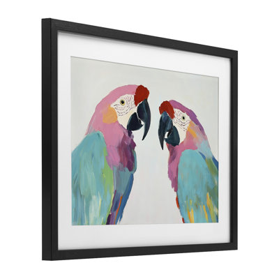 «Exotic Pastel Macaws», reproduction sous verre encadrée, design par Sissi et Seb