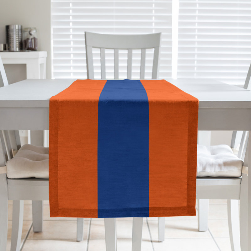 New York NYC Table Runner, 72" x 16", Orange/Royal Blue/Orange, Cotton Blend