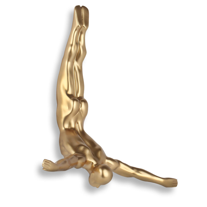 Handmade People Wall Decor on Resin, Gold, 28cm H x 28cm W x 9cm D