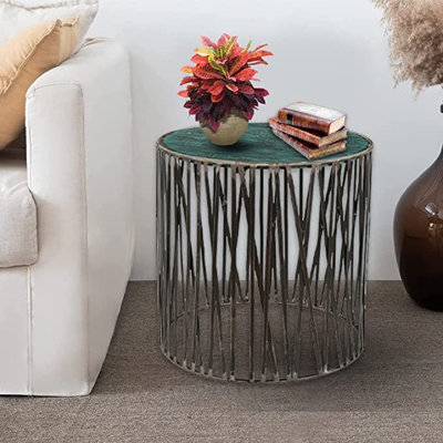 Solid Wood Top & Metal Frame End Table