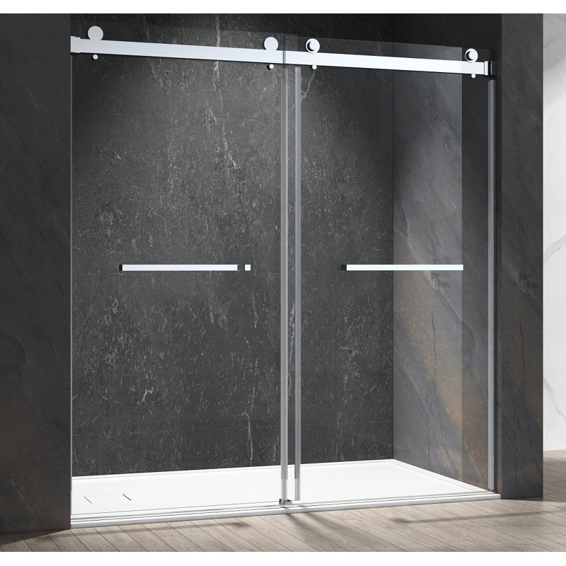 Porte de douche coulissante double l 66 à 72 po x H 76 po, Chrome