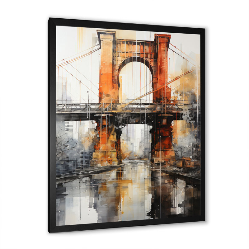 Iorgo pont gris élégance industrielle, Cadre photo noir, H 40 po x l 30 po x P 1,5 po