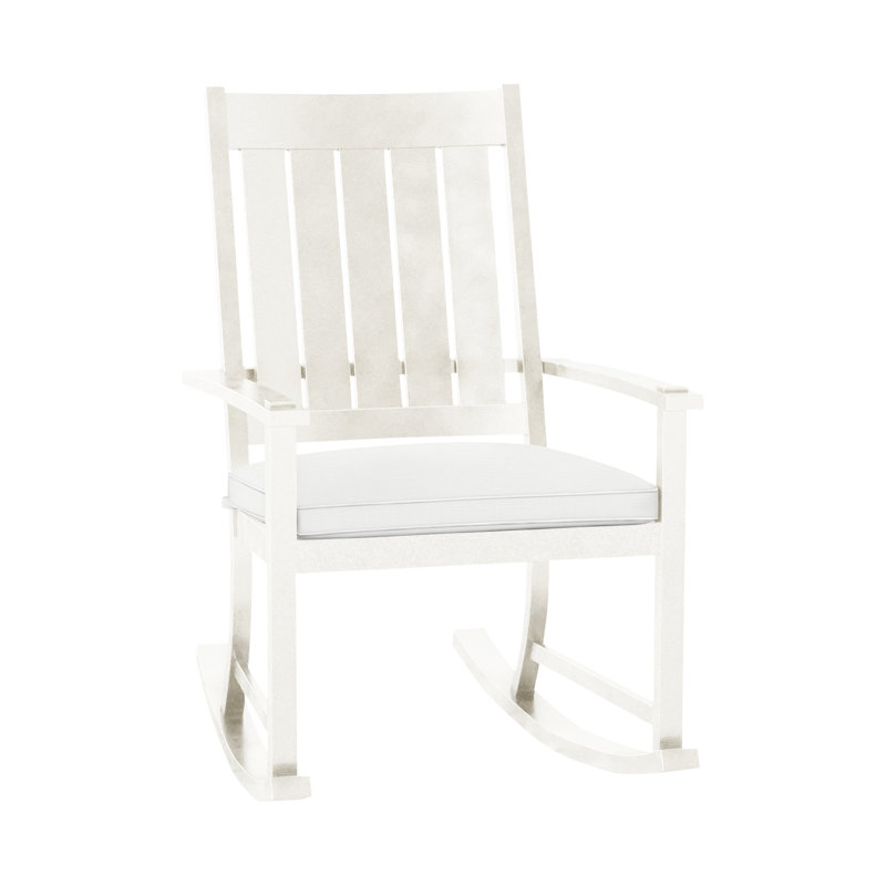 Chaise berçante extérieure à lattes Club Wrought, Lin français, Welt, InsideOut® Rollo ‑ lin crème