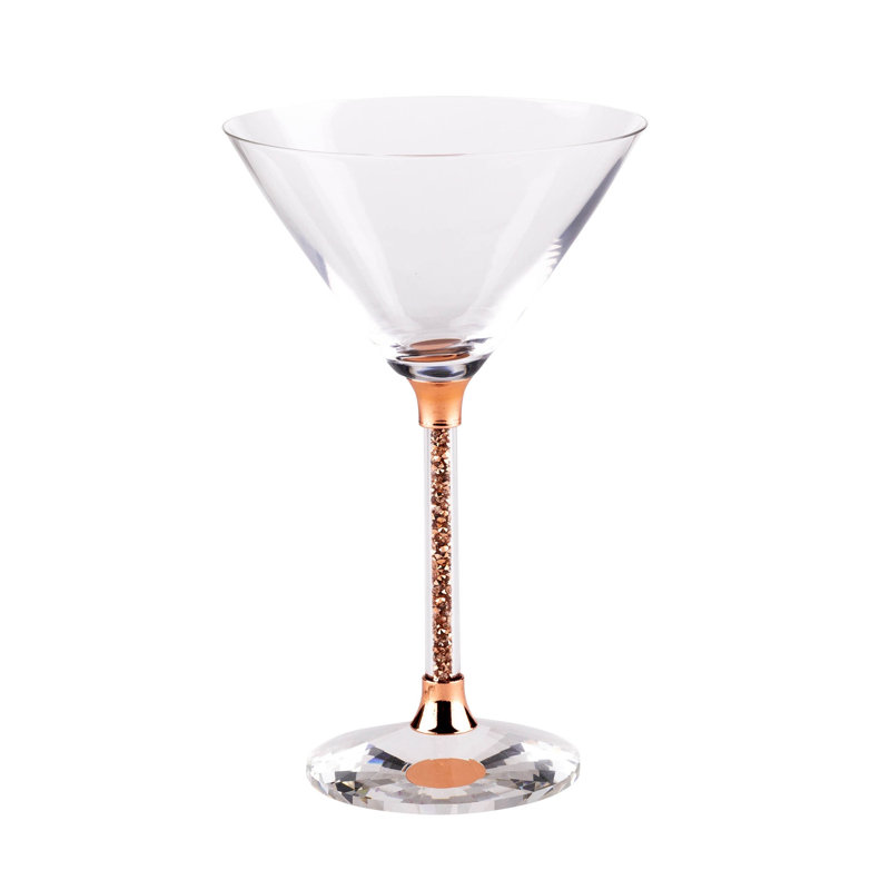 Ensemble de verres à pied Martini Sparkles Home | Cristal sans plomb | Strass cocktail rempli de tiges, 6, Rose