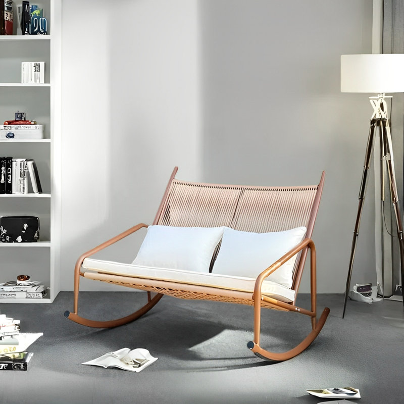 Chaise berçante en rotin PE tissé simple, Brun