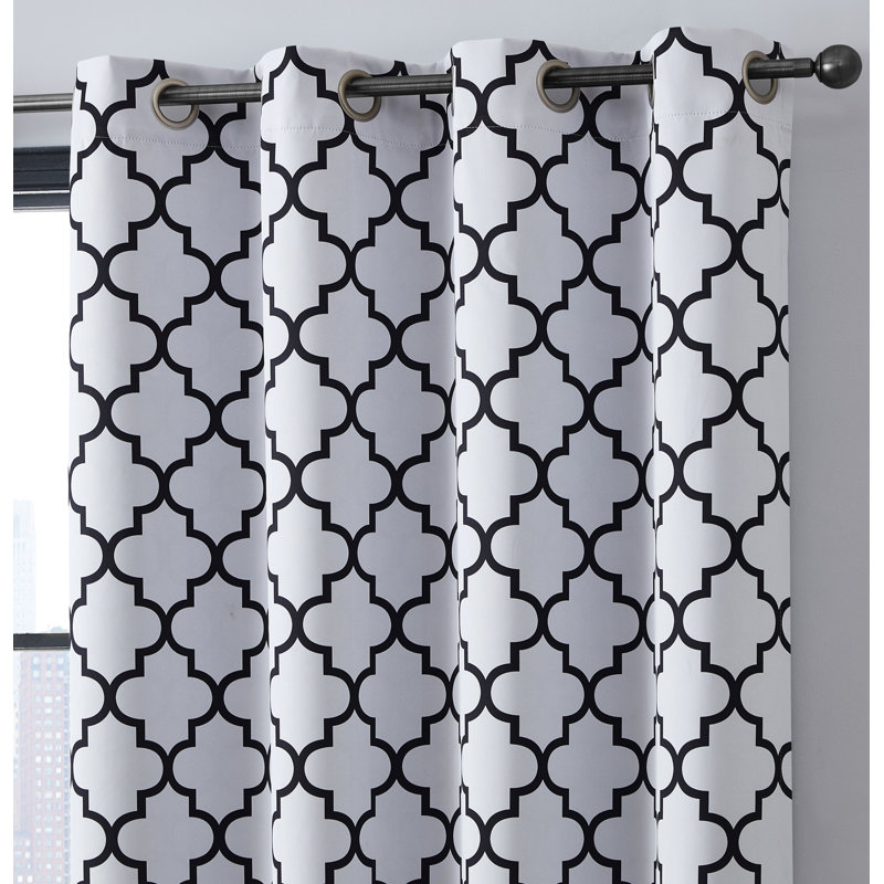 Alexuis Blackout Curtain Pair, 52" W x 84" L, Platinum White/Black