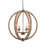 6 - Light Antique Gold Globe Orb Wood Chandelier Large Size
