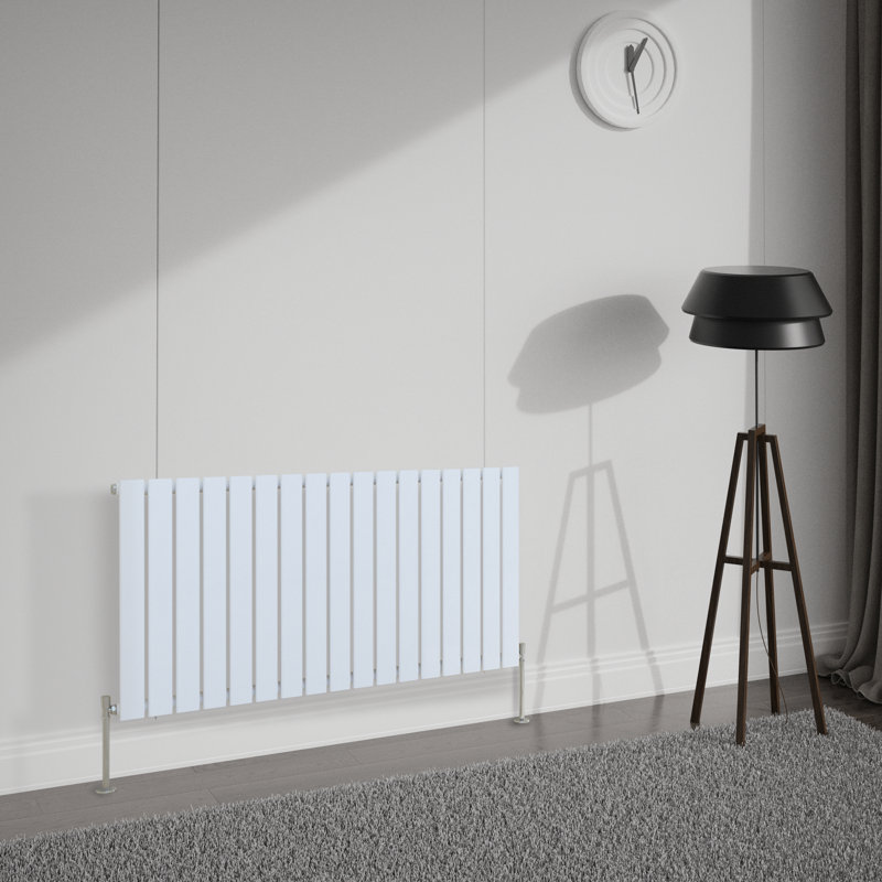 Shonta Horizontal Single Flat Panel Radiator, Gloss White, 60cm H x 115.6cm W