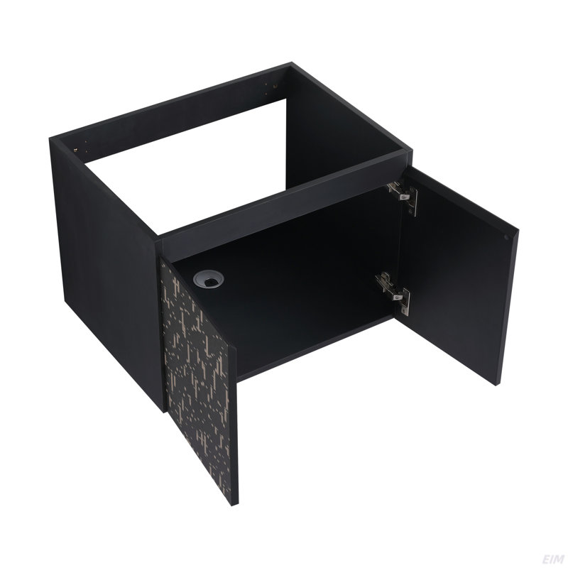 Meuble-lavabo flottant mural avec lavabo en céramique et porte d'armoire à fermeture en douceur, ensemble KD, 24"