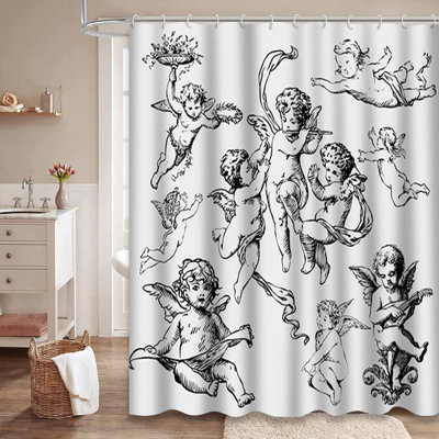 Rideau de douche imperméable à l'eau avec 12 crochets