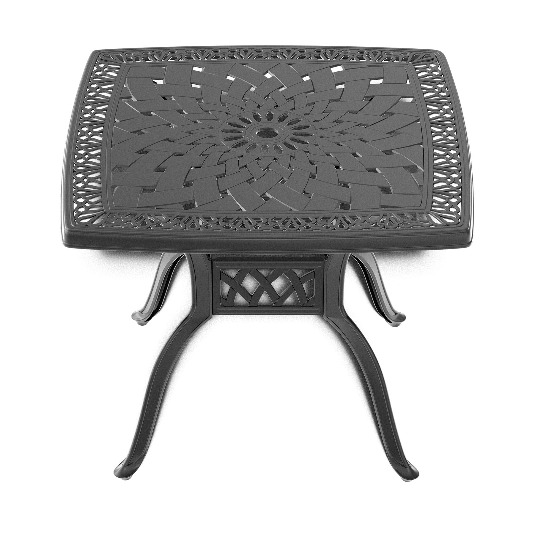 Gracie Oaks Square Cast Aluminum Patio Dining Table With Umbrella Hole ...