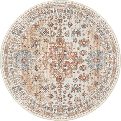 Medallion Non Slip Washable Rug(Orange)