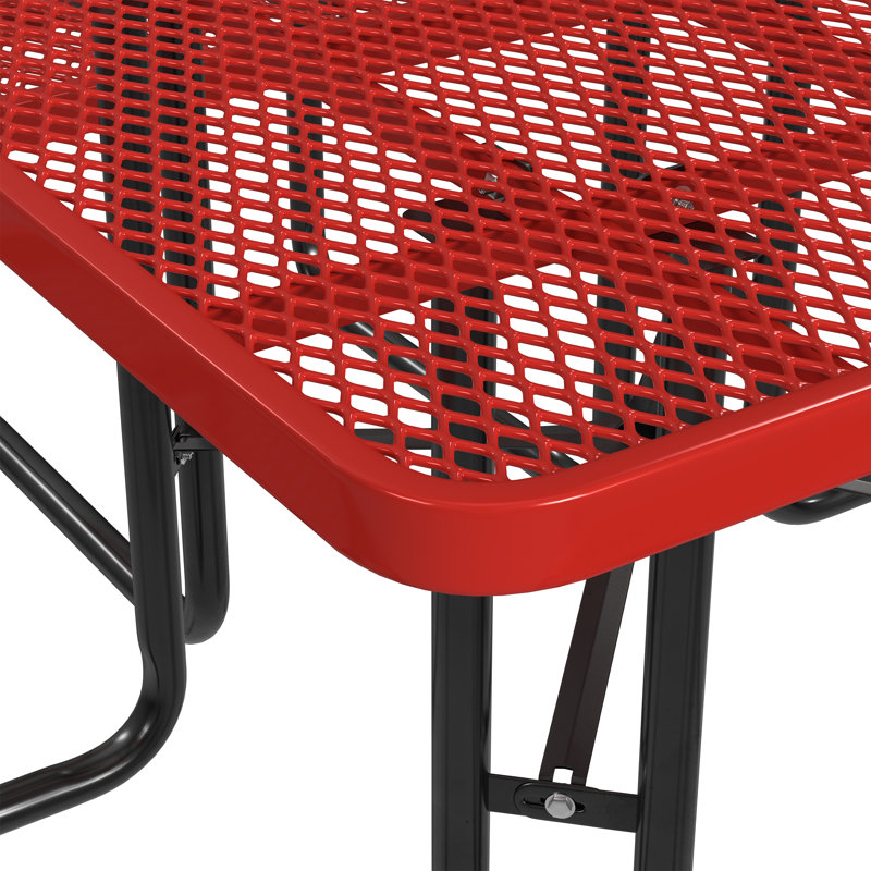 Leisure Craft 46" Square ADA Accessible Outdoor Picnic Table with 3 Bench Seats, Red