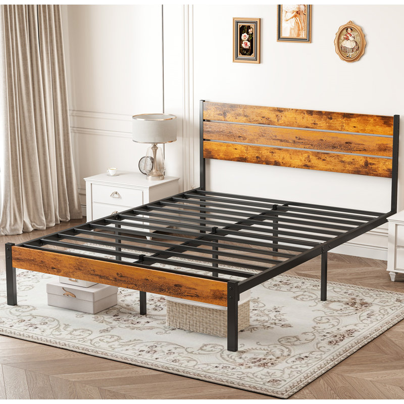 Structure de lit plateforme en métal, aucun sommier tapissier requis. Sans bruit, assemblage facile, Grand lit