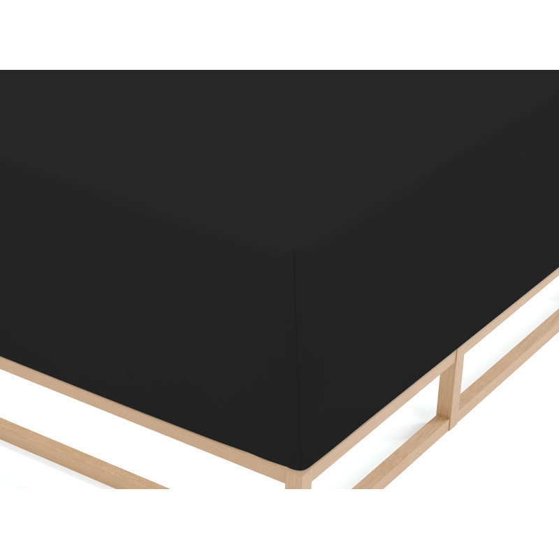 100% Cotton Jersey Knit Fitted Sheet, 90-100 x 190-220 cm, Black