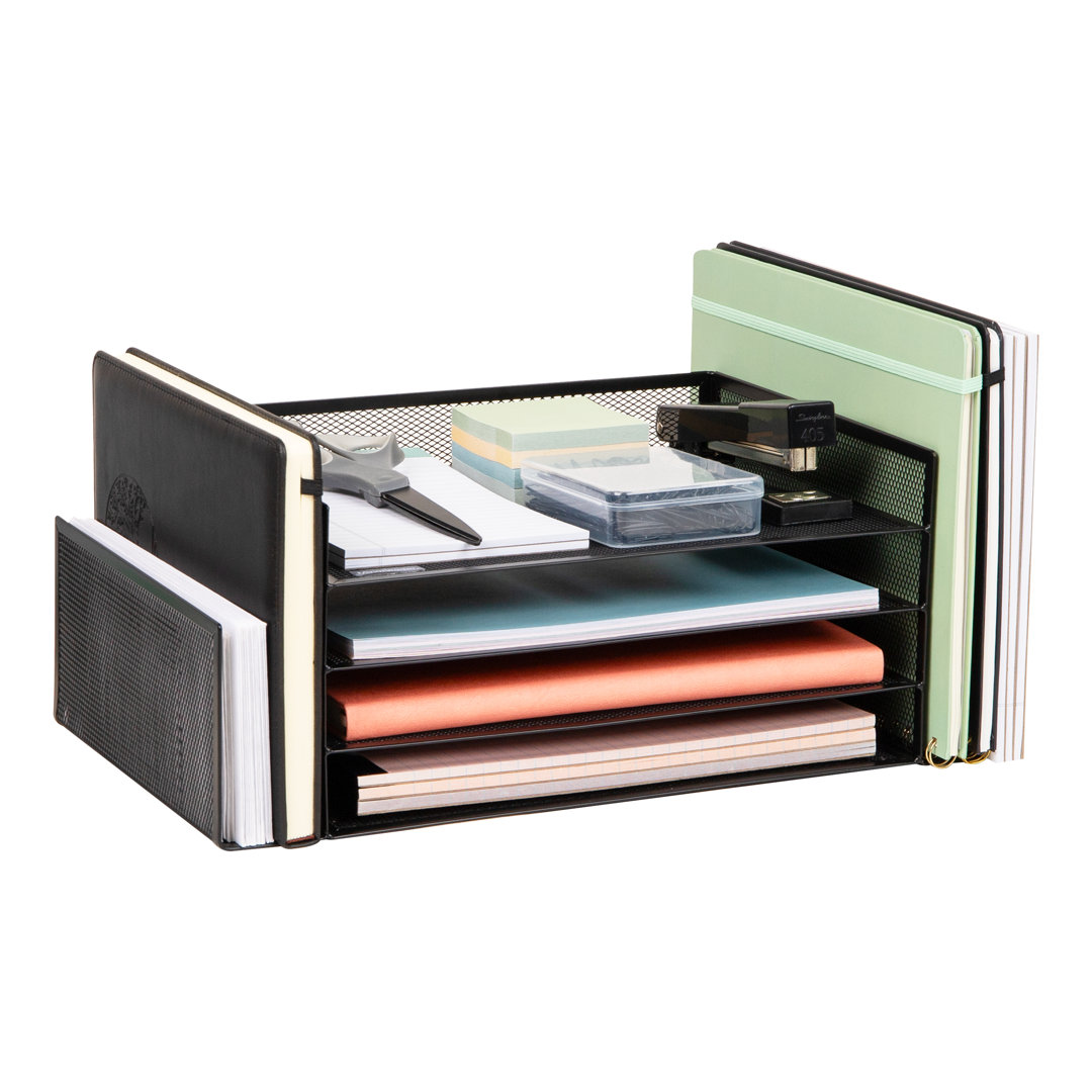 Desktop Organizer, File Storage, Paper Tray, Workspace, Office, Metal Mesh, 16.75"L x 9.15"W x 6"H Inbox Zero 