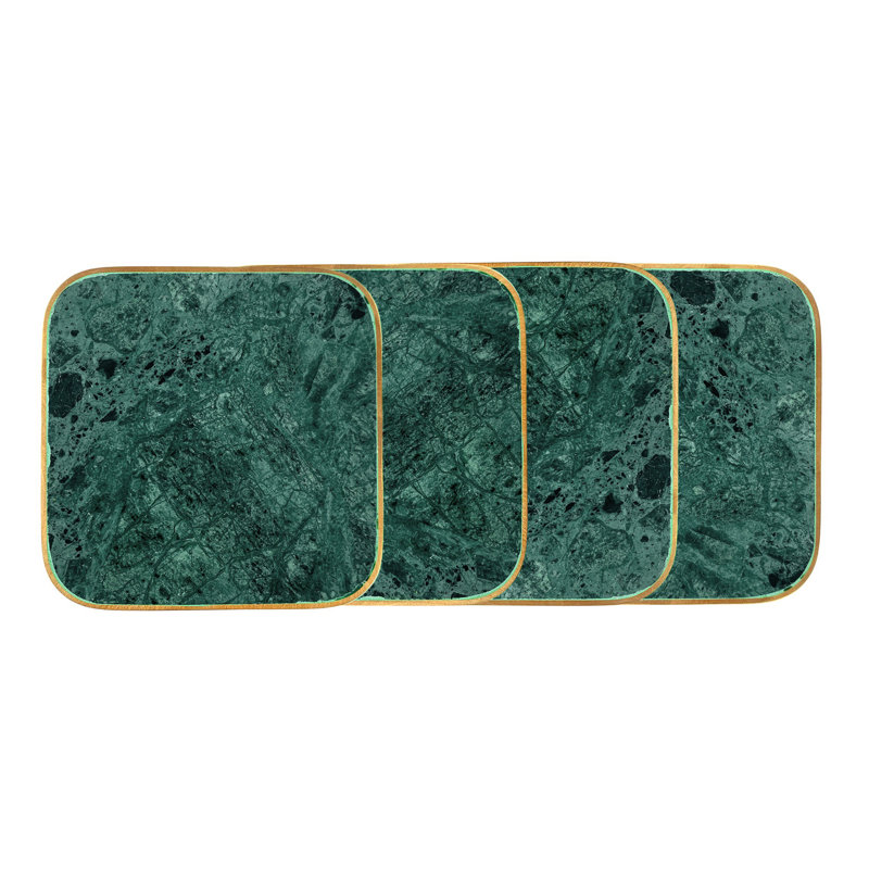 Canvas Home Verona Marble Coaster Set, Green/Gold