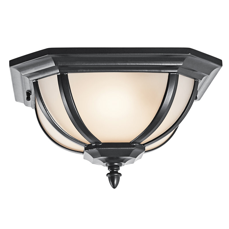 Fairchild Glass Flush Mount, Black, White Linen