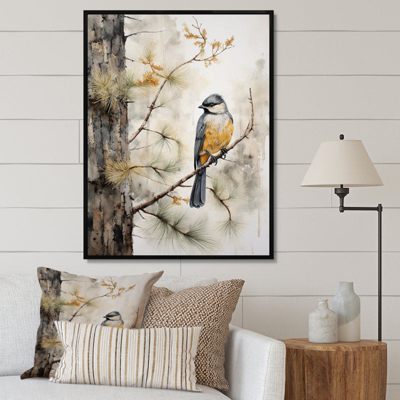 " Forest Minimalism Guardians I ", 44" H x 34" W x 1.5" D, Black Floater Framed