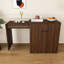 Bureau extensible multifonctionnel, bureau pliable de 119 cm, table de maquillage avec miroir, 3 modes d'utilisation, équipé d'un tabouret avec fonction de rangement, convient pour la chambre, l'appartement (Noyer)-298806647