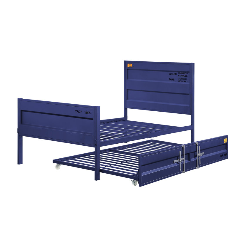Lit plateforme Angus, Double, Bleu