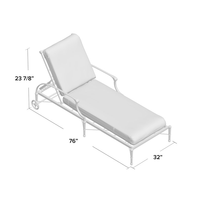 Delphi Outdoor Metal Chaise Lounge , Cushion Included, Spectrum Denim Sunbrella® Plainweave, Chestnut Brown