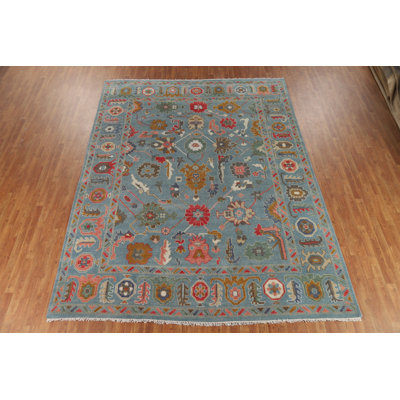 Tapis bleu All-Over Oushak 9 x 12