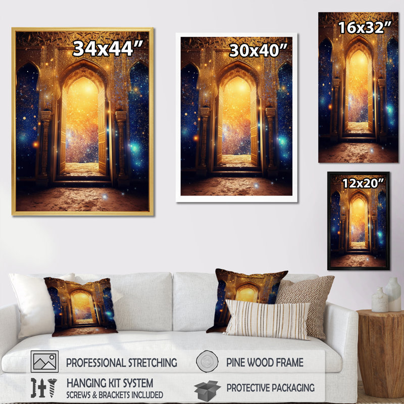 Golden Gate Bohemian Vibes - Décoration murale abstraite, H 32 po x l 24 po x P 1 po, Cadre doré à une seule photo