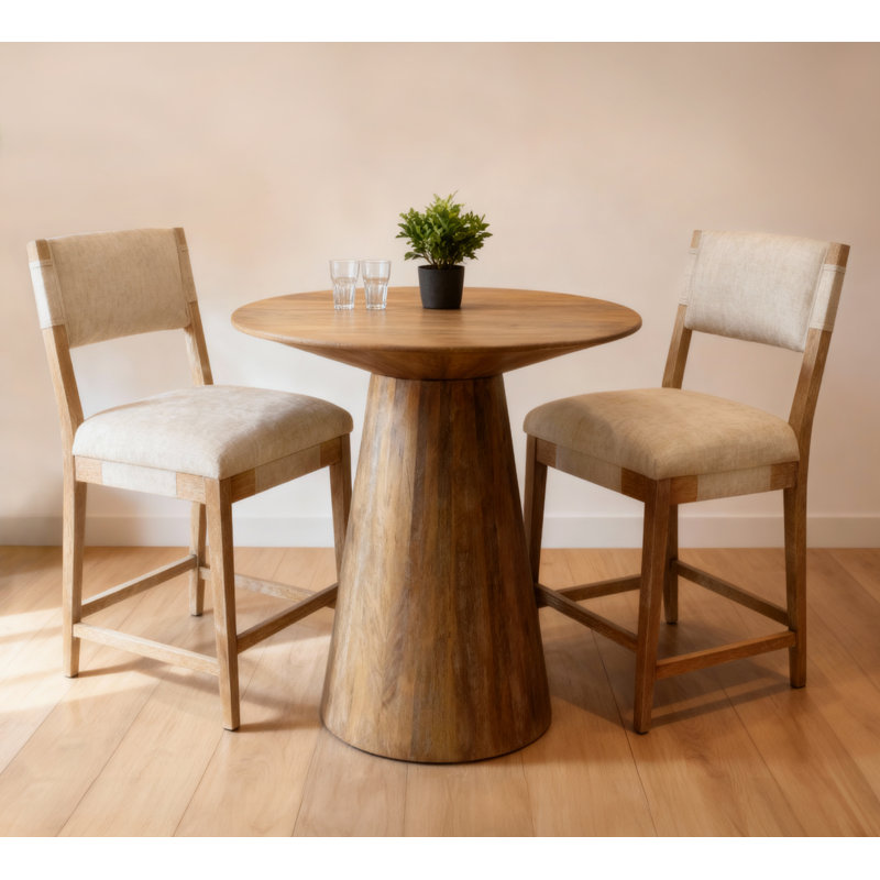 Ensemble de table de comptoir 36 po avec 2 chaises de bar en lin beige Jaden