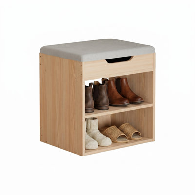Banc de rangement rembourré pour chaussures avec armoire à 2 niveaux