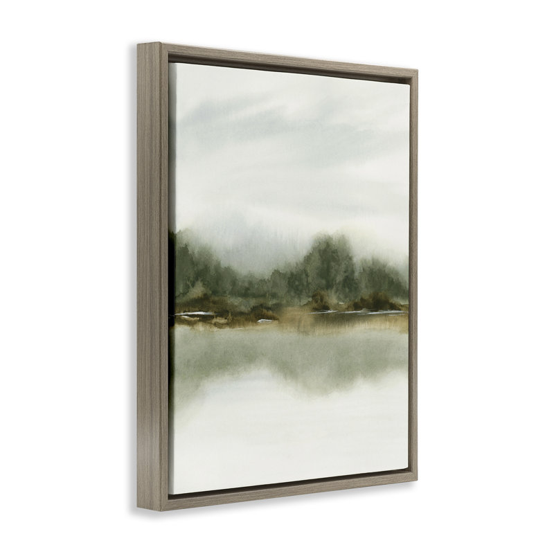 Cadre flottant avec paysage vert embrassant, design par 1x, H 21 po x l 17 po, Cadre flottant orme Montalcino