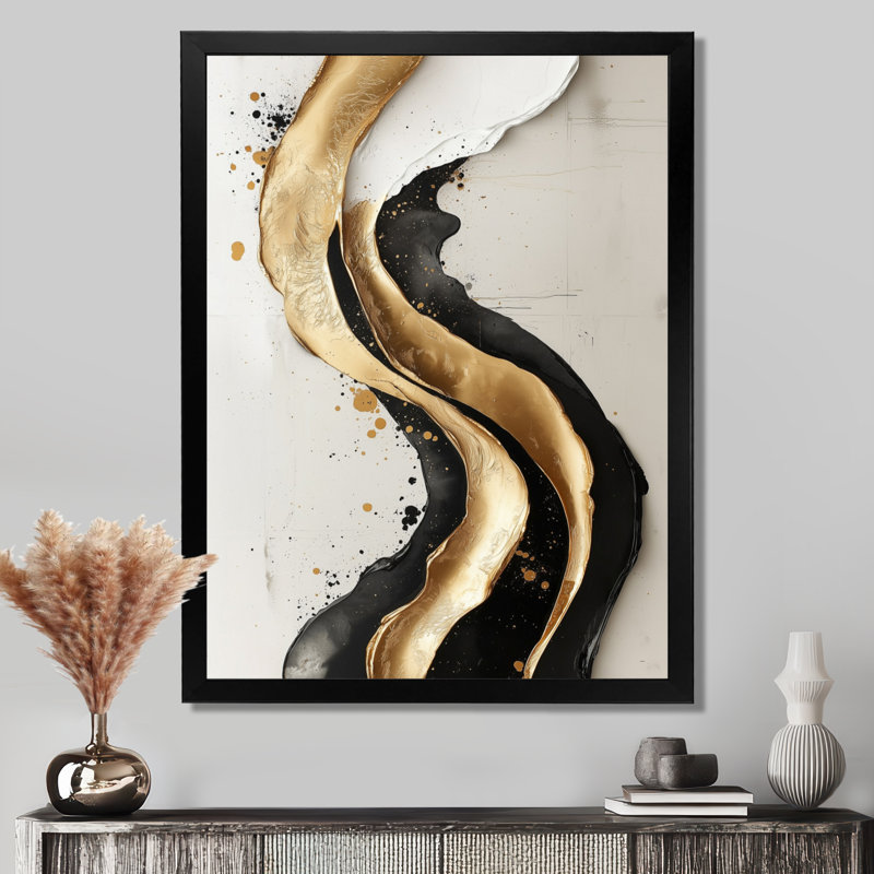 Nyeisha - Abstract Wall Art Prints, Black, 20" H x 12" W, Reproduction encadrée d'une seule photo
