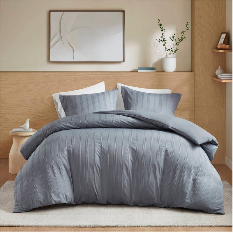 Ensemble de housse de couette 3 pièces, Housse de couette double et 2 taies d'oreiller, Gris